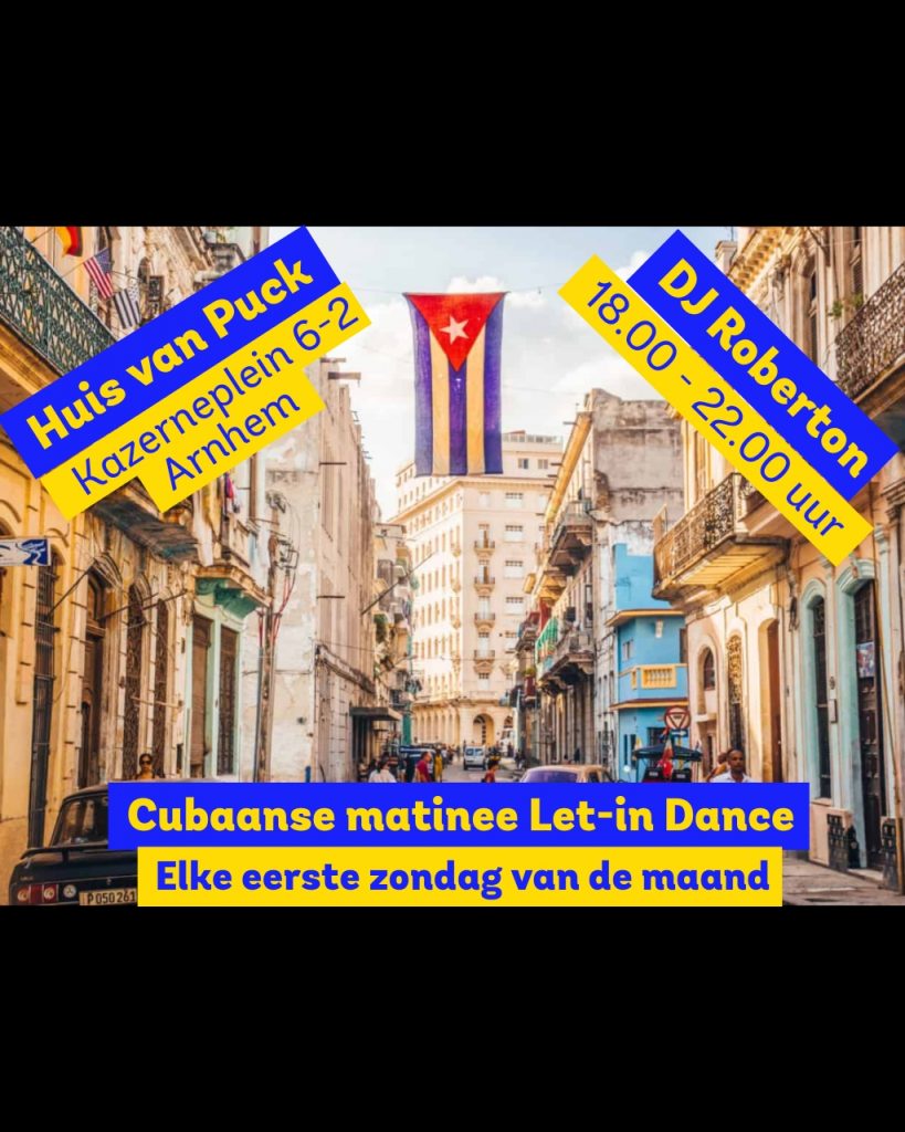 Every first sunday of the month Let-in Dance is organizing a Cuban Salsa matinee from 6 - 10 p.m at Huis van Puck in Arnhem. DJ Roberton is present playing the best Salsa and Bachata music Cuba and her neighbouring countries have to offer. 
